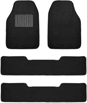 Photo 1 of FH Group F14406BLACK Universal Fit 3 Row Premium Carpet Black Automotive Floor Mats fits most Cars, SUVs, and Trucks with Drivers Heel Pad
