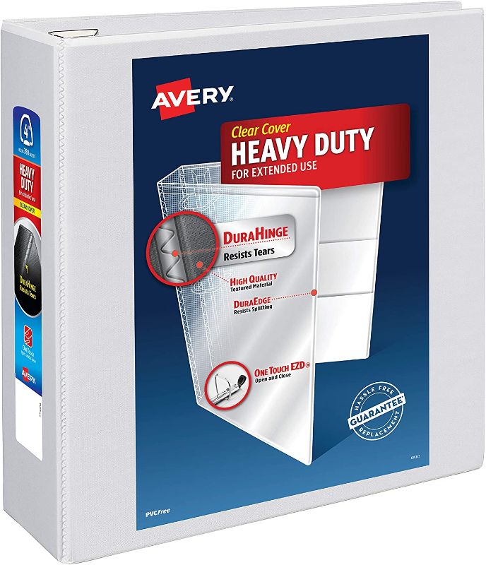 Photo 1 of Heavy Duty View 3 Ring Binder, 4" One Touch EZD Ring, Holds 8.5" x 11" Paper, 12 White Binder (79104)