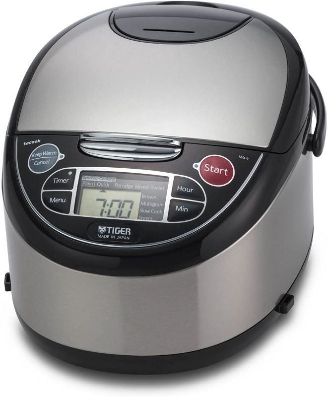 Photo 1 of Tiger JAX-T10U-K 5.5-Cup (Uncooked) Micom Rice Cooker with Food Steamer & Slow Cooker, Stainless Steel Black
