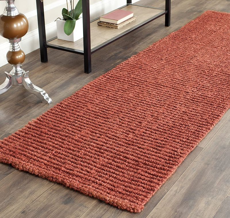 Photo 1 of  Handmade Chunky Textured Premium Jute 0.75-inch Thick Runner, 2'6" x 8' , Rust