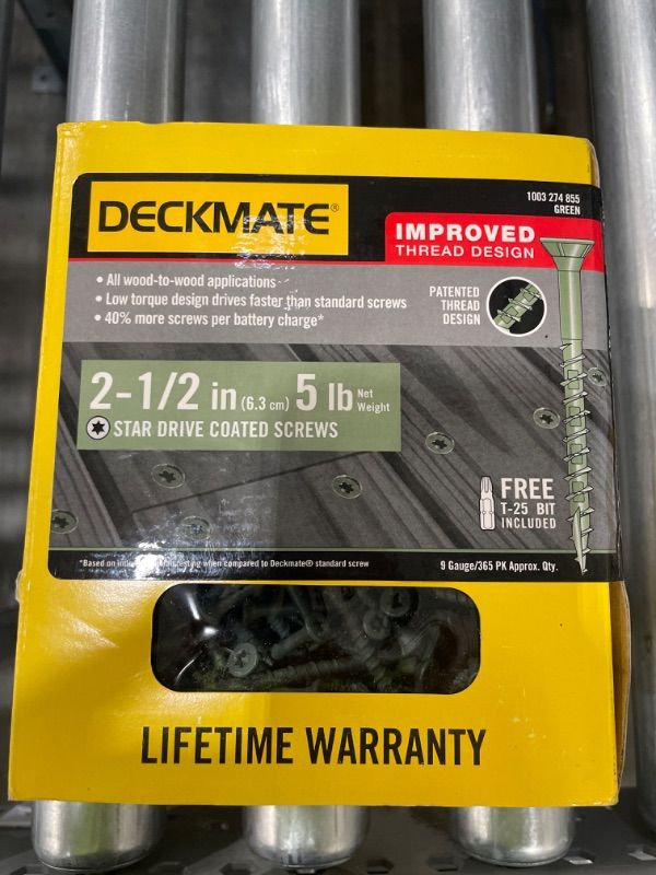 Photo 1 of  5lbs Deckmate Wood Deck Star Drive Coated Screws Green 2-1/2" Screw