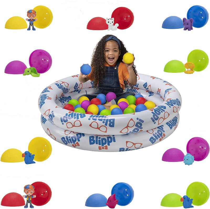 Photo 1 of Blippi Ball Pit Mystery Adventure, Featuring Portable Indoor / Outdoor Inflatable Ball Pit, 35 Plastic Balls, 10 Surprise Balls with 10 Accessories - Educational Toys for Kids - Amazon Exclusive
