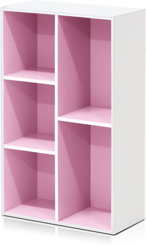 Photo 1 of Furinno 5-Cube Reversible Open Shelf, White/Pink 11069WH/PI
