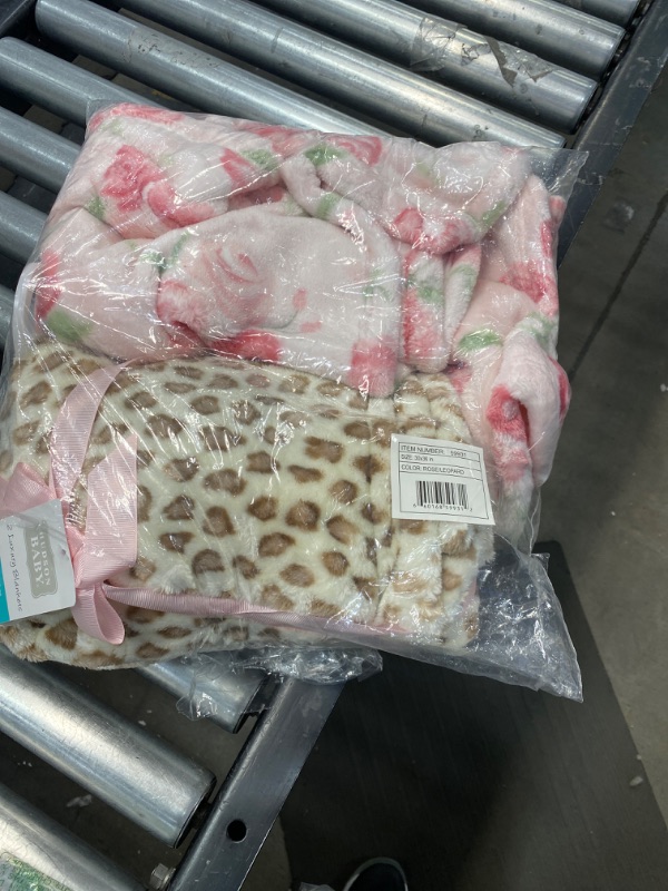 Photo 1 of Hudson Baby Cozy Plush Luxury Blankets 2pk, Rose Leopard
