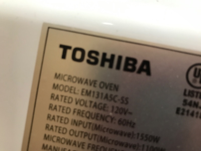 Photo 3 of Toshiba EM131A5C-SS Microwave Oven with Smart Sensor, Easy Clean Interior, ECO Mode and Sound On/Off, 1.2 Cu Ft, Stainless Steel
