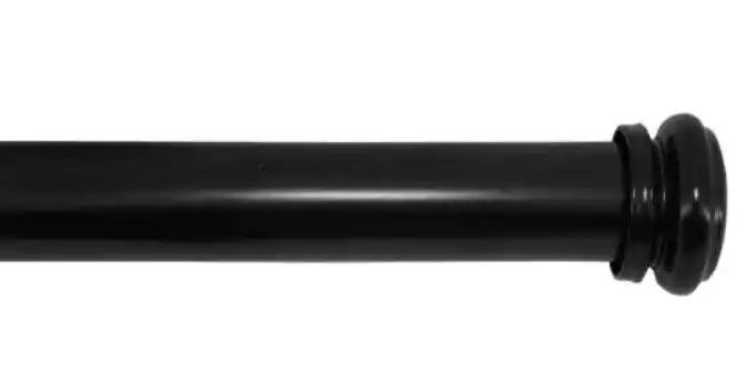 Photo 1 of  36 in. - 72 in. Mix and Match Telescoping 1 in. Single Curtain Rod in Matte Black
