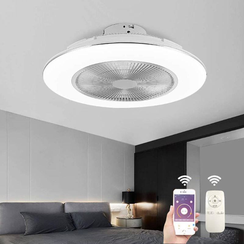 Photo 1 of Orillon 22'' White Thin Modern Ceiling Fan with Light for Indoor Kitchen Bathroom Bedroom