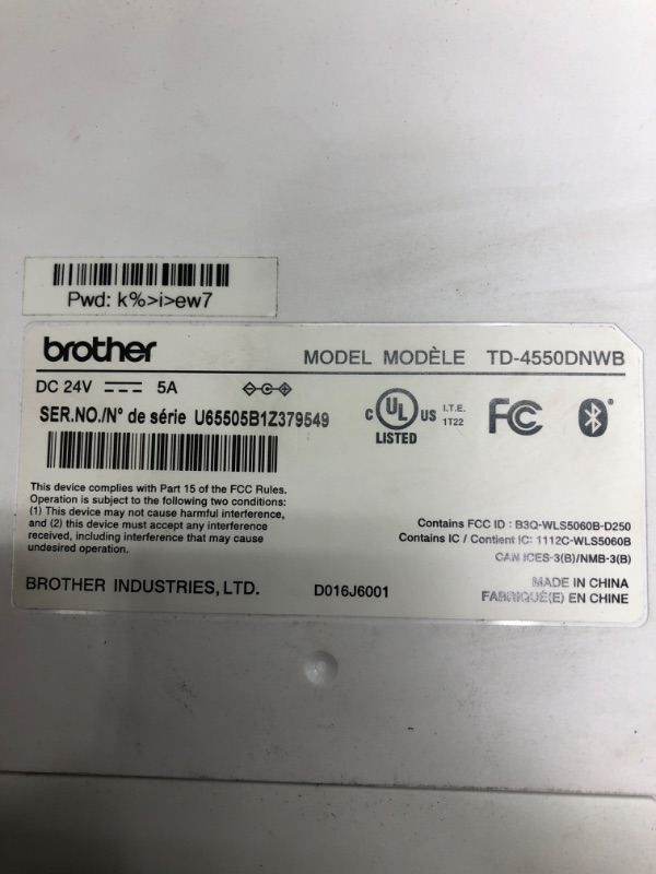 Photo 2 of Brother TD-4550DNWB Desktop Direct Thermal Printer - Monochrome - Label Print