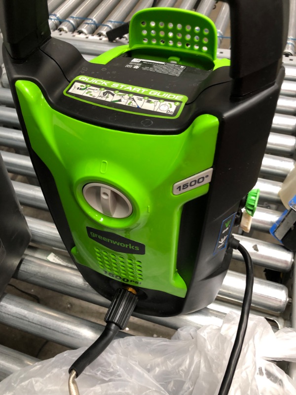 Photo 1 of Greenworks 1500 PSI 1.2 GPM Pressure Washer (Upright Hand-Carry)