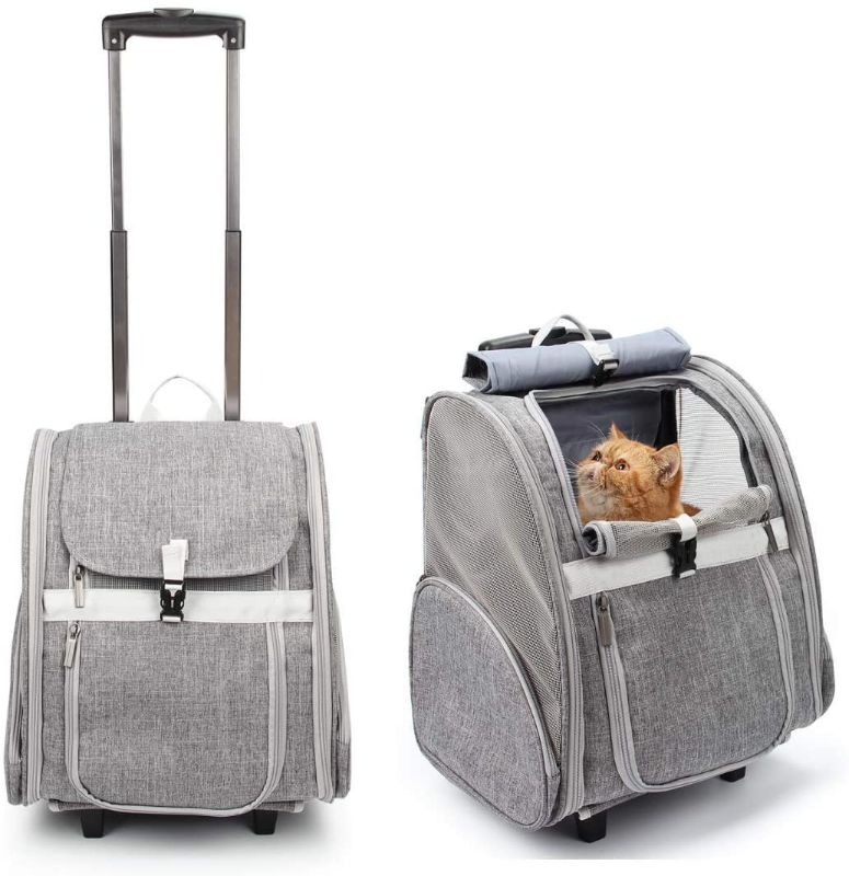 Photo 1 of 
LOLLIMEOW Pet Rolling Carrier, Dog Backpack with Wheels