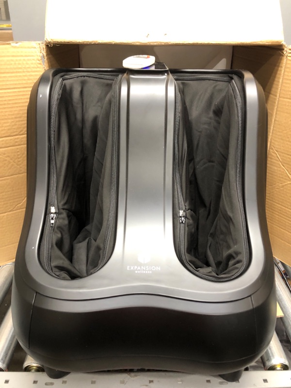 Photo 2 of USED: Shiatsu Heated Foot and Calf Massager Machine to Relieve Sore Feet, Ankles, Calfs and Legs, Deep Kneading Therapy, Relaxation Vibration and Rolling & Stimulates Blood Circulation (Black) 21 x 20.5 x 20.4 inches
