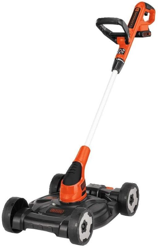 Photo 1 of BLACK+DECKER 3-in-1 Lawn Mower, String Trimmer and Edger, 12-Inch, Cordless (MTC220)
