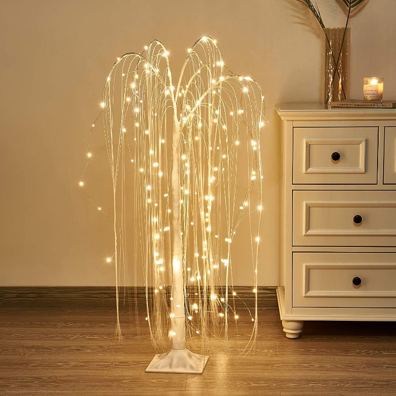 Photo 1 of Vanthylit 4FT 180LED White Willow Tree Light with Fairy Lights Warm White for Home Wedding Holiday Party Indoor and Outdoor Decor
