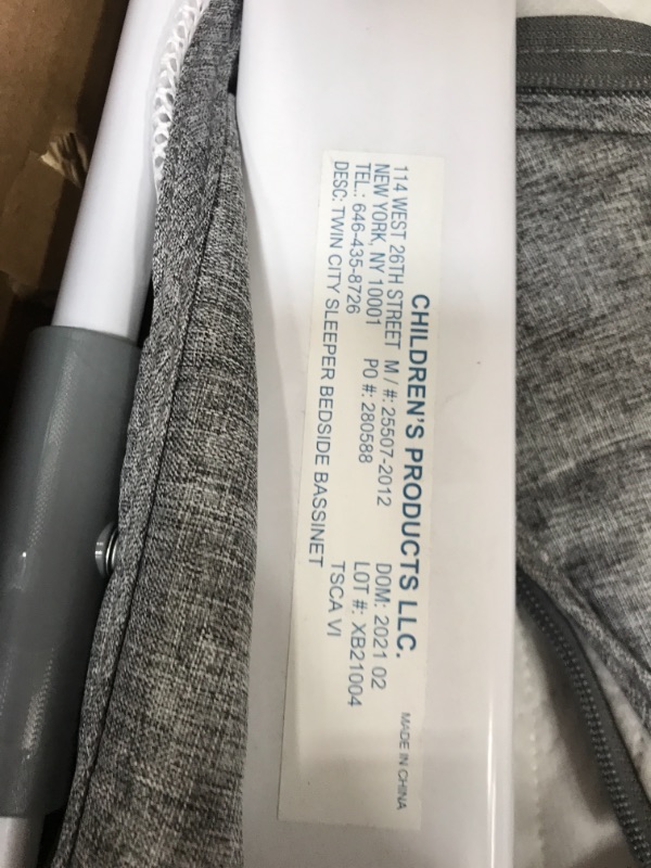 Photo 1 of Simmons Kids By The Bed City Sleeper Bassinet for Twins - Adjustable Height Portable Crib with Wheels & Airflow Mesh, Grey Tweed
