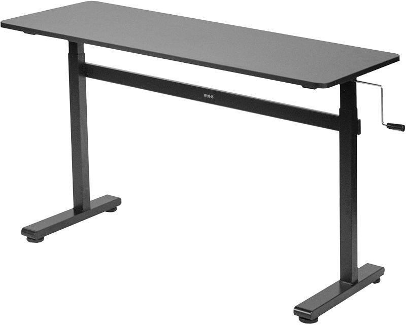 Photo 1 of table top only
VIVO Height Adjustable 55 x 24 inch Standing Desk, Hand Crank Sit Stand Home Office Workstation with Frame and Solid One-Piece Table Top, Black, DESK-M55TB
