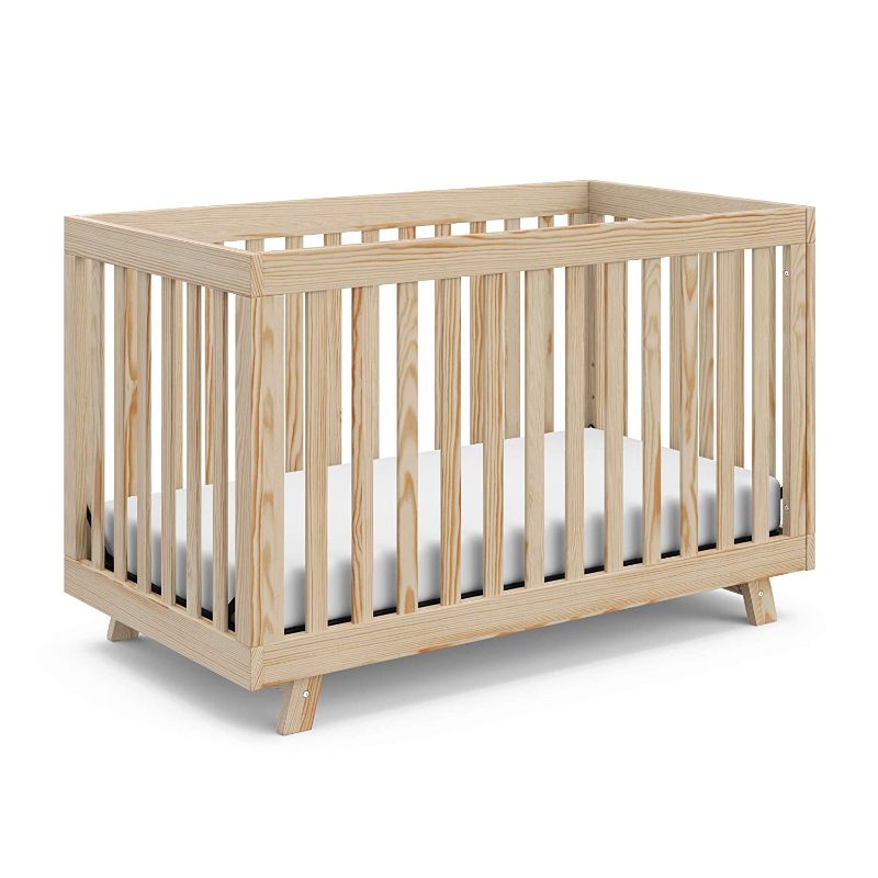 Photo 1 of MISSING SOME SCREWS, Storkcraft Beckett 3-in-1 Convertible Crib (Natural) Fixed Side Crib, Solid Pine and Wood Product Construction, Converts to Toddler Bed or Day Bed (Mattress Not Included)
