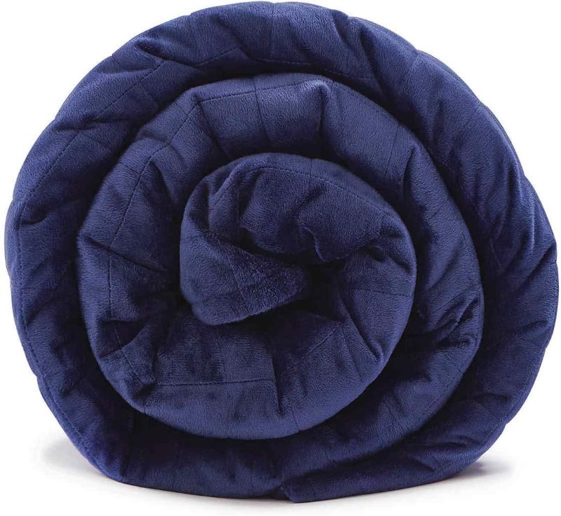 Photo 1 of  Plush Weighted Blanket Navy 60inch×80inch| 20lb