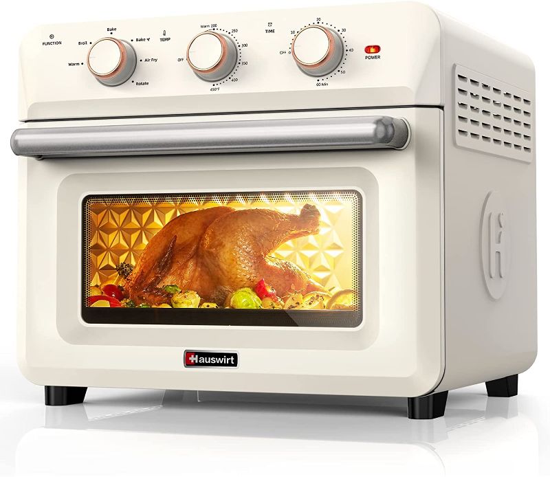 Photo 1 of Hauswirt 26.5Qt Large Convection Oven, Quiet Fully Stainless Steel Countertop Toaster Oven Air Fryer, Air Fry-Toast-Bake-Rotisserie-Broil-Dehydrate, 12-Slice Non-Stick Oven, 6 Fittings, 45 Digital Recipes
