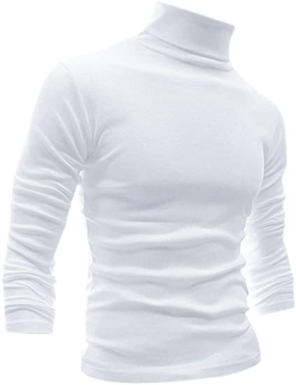 Photo 1 of BLACK**Men's Turtleneck Top Slim Fit Long Sleeve Pullover Turtle Neck Shirt SMALL