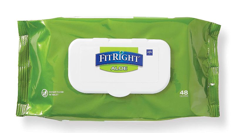 Photo 1 of ( 4 PACK) 
FitRight Aloe Personal Cleansing Cloth Wipes, Scented, 576 Count, 8 x 12 inch Adult Large Incontinence Wipes
