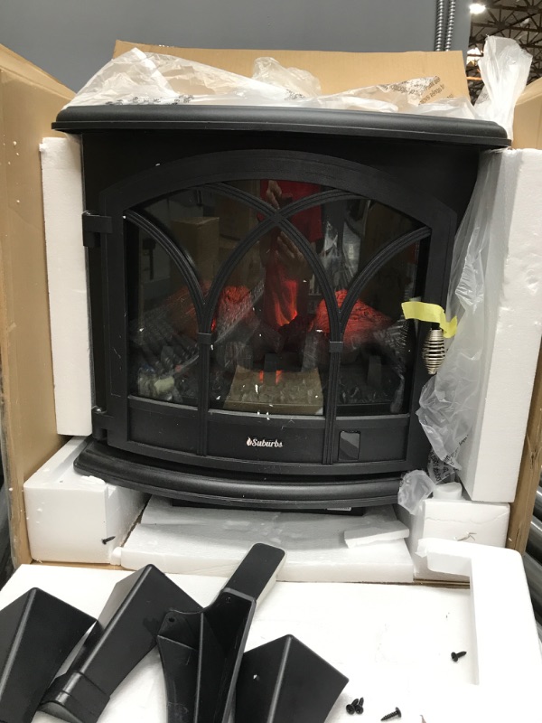 Photo 3 of **HARDWARE INCOMPLETE**
TURBRO Suburbs 23 in. Black Freestanding Electric Fireplace Infrared Space Heater with Curved Door, Remote Control
