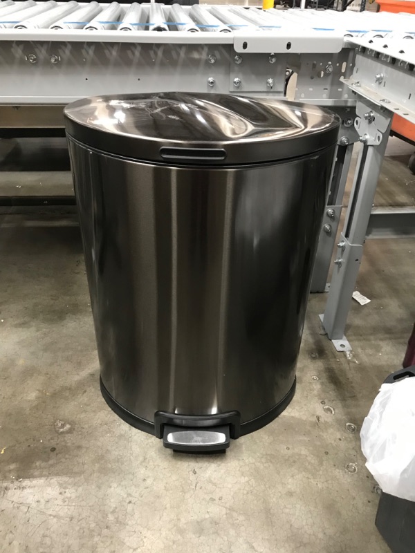 Photo 3 of **USED,  DENTED**
Home Zone Living 12 Gallon Kitchen Trash Can, Semi-Round Stainless Steel, Step Pedal, 45 Liter
