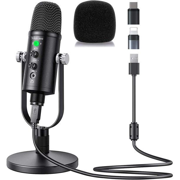 Photo 1 of Mercase USB Condenser Microphone with Noise Cancelling and Reverb for Recording/Podcasting/Streaming/Gaming,Computer Mic with PC/MAC/Ps4/iPhone/iPad/Android
