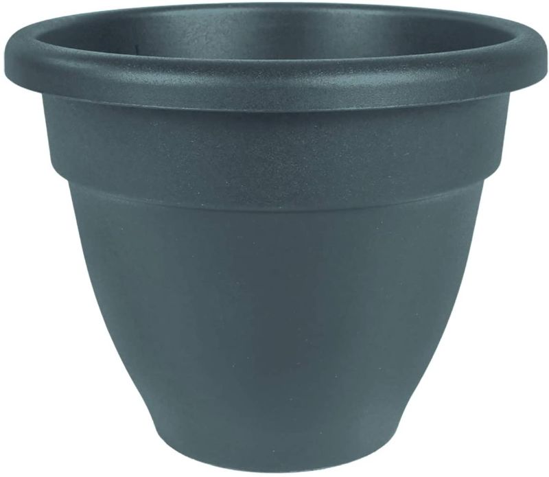 Photo 1 of 12" Round Plastic Caribbean Planter - The HC Companies 12.75"x12.75"x10.13" in Warm Gray Color
