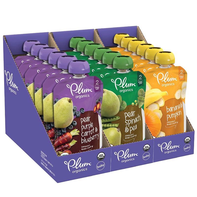 Photo 1 of Plum Organics Baby Food Pouch | Stage 2 | Fruit and Veggie Variety Pack | 3.5 Ounce | 18 Pack | Fresh Organic Food Squeeze | For Babies, Kids, Toddlers ***EXPIRES MAR. 14 2022***
