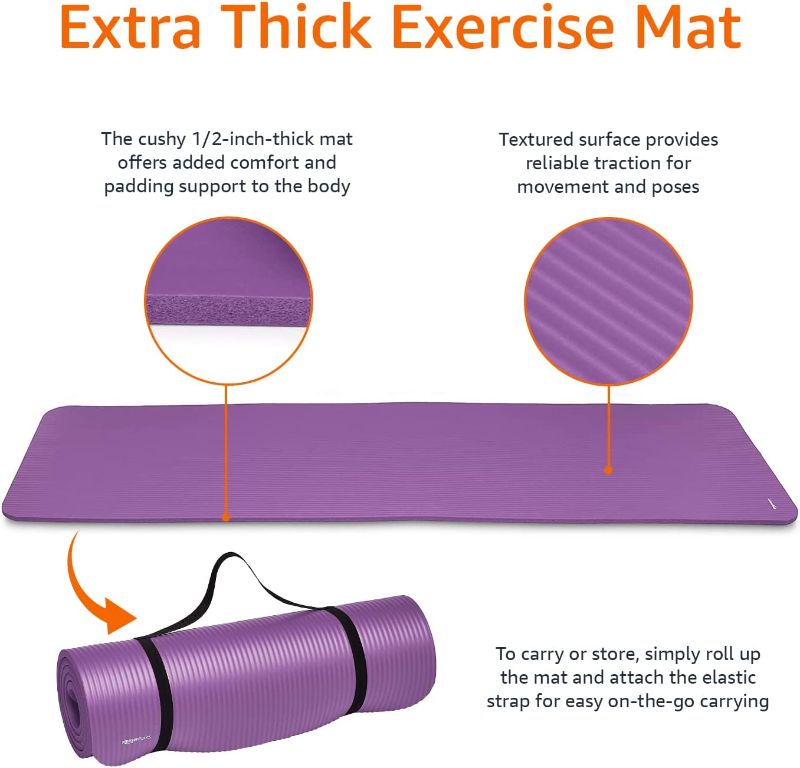 Photo 3 of Amazon Basics 1/2-Inch Extra Thick Exercise Yoga Mat