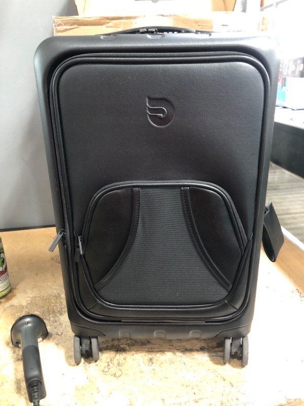 Photo 1 of Aerotrunk Small Carry on Luggage with Leather Laptop Computer Compartment - A Multifunctional Business Carry-on Suitcase with Front Pocket - Laptop Sleeve Luggage with Spinner Wheels & USB Charger
