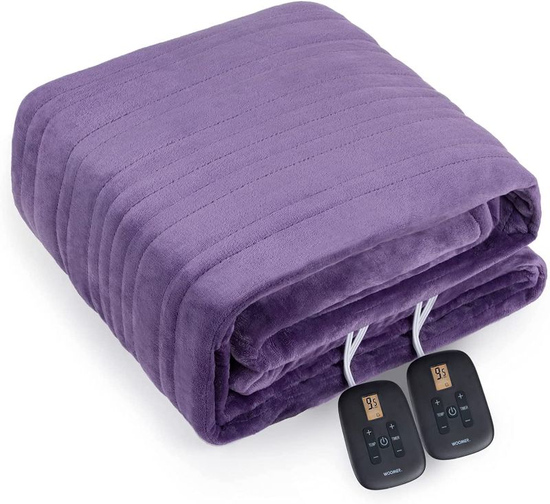 Photo 1 of [5 Year Warranty] WOOMER Electric Heated Throw Blanket, Soft Flannel Fast Heating Blanket with Multi-Color Option, Queen Size 84"x 90", 10 Heating Levels & 0.5-12H Auto Off, Over-Heat Protection
