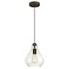 Photo 1 of 1-Light Oil Rubbed Bronze Adjustable Mini Pendant with Hand-Blown Clear Glass