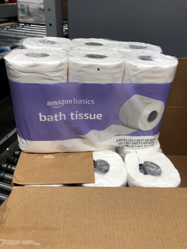 Photo 2 of Amazon Basics 2-Ply Toilet Paper 5 Packs, 6 Rolls per pack (30 Rolls total) 