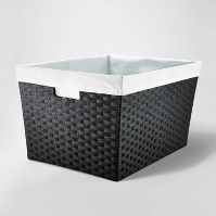 Photo 1 of 12" x 16" x 20" Lined Weave Laundry Basket Black - Brightroom™