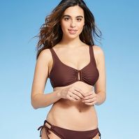Photo 1 of BUNDLE BAG - Toddler Girls' Floral Print Bikini Set - Cat & Jack™ Orange 2T AND Women's Rectangle Bralette Bikini Top and matching bottom - Kona Sol™ Mulberry Brown