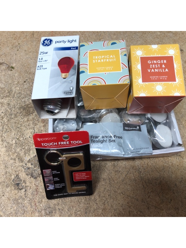 Photo 1 of 100 TEA LIGTH CANDLES / 2 SCENTED CANDES/ RED LIGHT BULB/ TOUCH FREE TOOL 