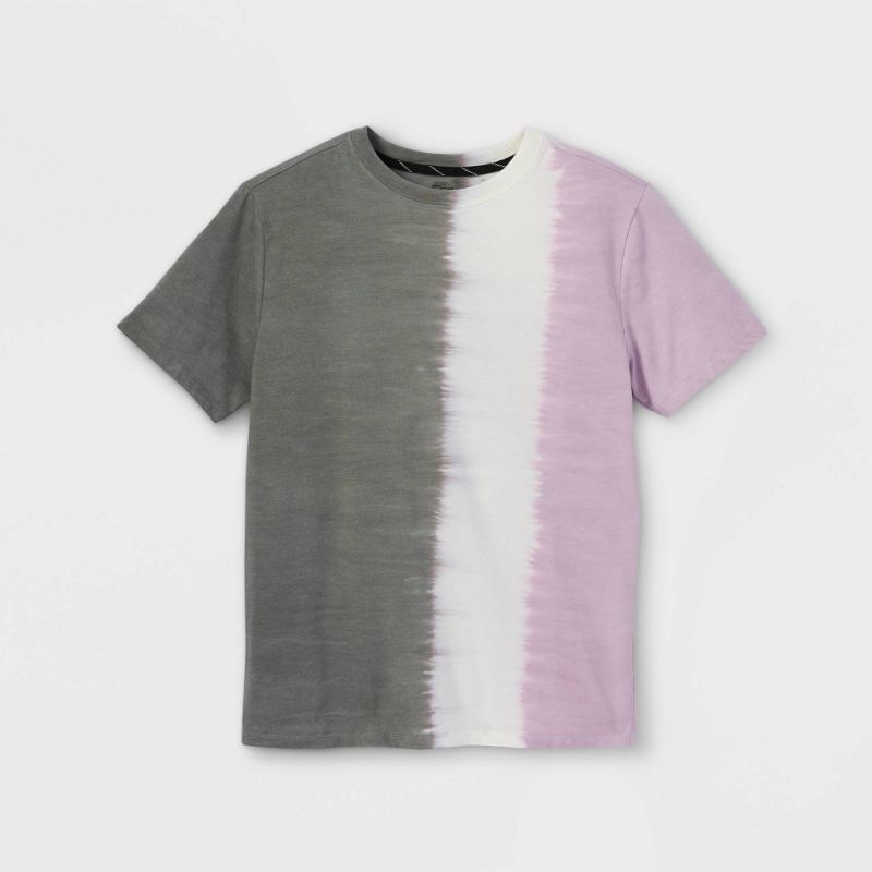 Photo 1 of Boys' Vertical Striped Graphic Short Sleeve T-Shirt - Art Class™ Black/White/Purple MEDIUM 8/10