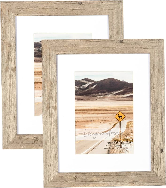 Photo 1 of 8x10 Matted to 5x7 Rustic Farmhouse Picture Frame Set of 2 for Table-Top Display and Wall Mounting Photo Frame(8x10-2Pack,Rotten Grey)