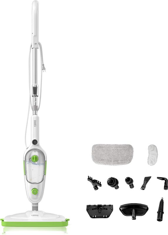 Photo 1 of TOPPIN Steam Mop -Flexible M1 Detachable Handheld Steam Cleaner with 2 Pads, Adjustable Steam Level, 23ft Power Cord, and 450ml Water Tank for Hardwood Floor, Carpet, Tile, Laminate, Marble, etc
