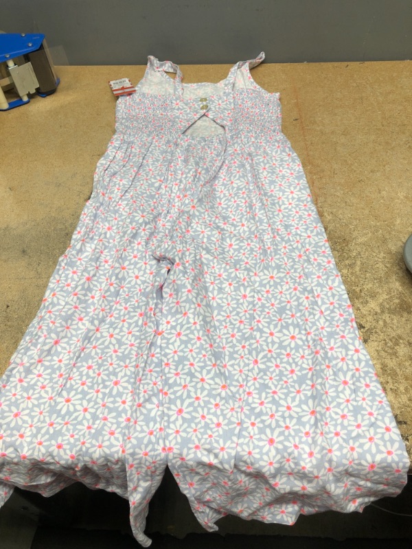 Photo 2 of Girls' Floral Jumpsuit - Cat & Jack Light Blue 
Size: Small (6/6X)