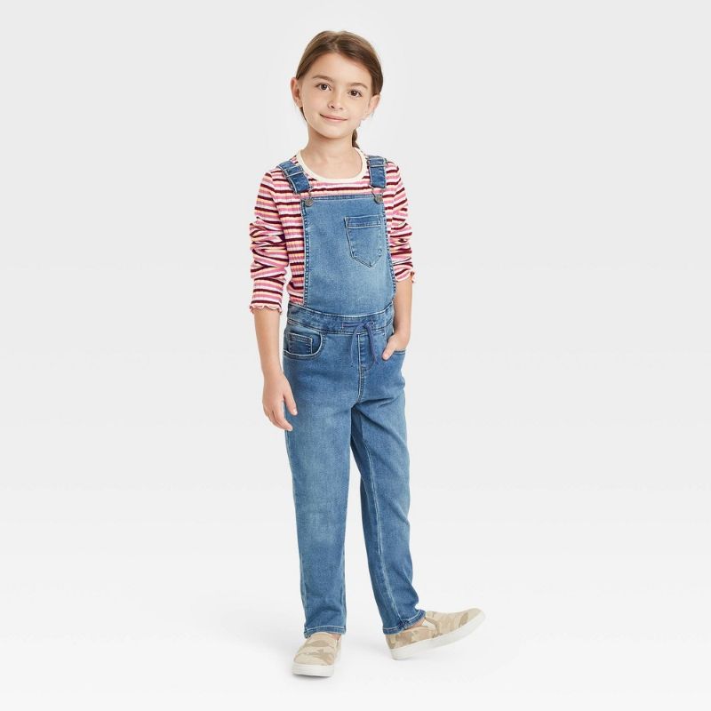 Photo 1 of Girs' Soft Overalls - Cat & Jack™ LIght Wash
Size: Medium (7/8)