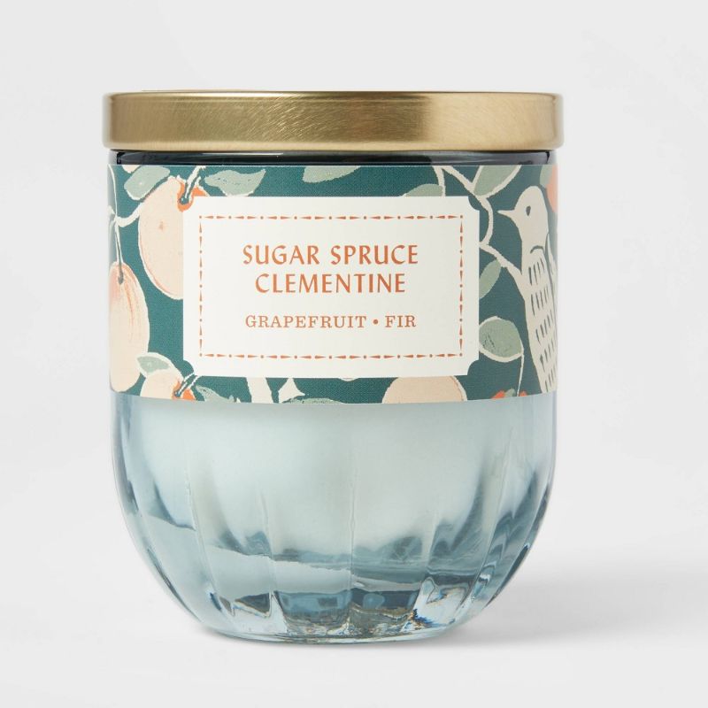 Photo 1 of 7oz Lidded Glass/Metal Sarcelle Teal Sugar Spruce Clementine Candle - Opalhouse™
