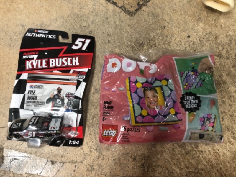 Photo 2 of 2 TOY BUNDLE)))) LEGO DOTS Mini Frame 30556 Building Kit + Nascar Authentics 1/64 2022 Wave 1 Kyle Busch Beechcraft 51 Toyota Tundera Sg