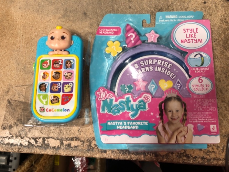 Photo 2 of 2 TOY BUNDLE))) Like Nastya Nastya's Favorite Headband + Just Play Cocomelon JJ’s First Learning Toy Phone for Kids with Lights and Sounds Kids Toys for Ages 18 Month