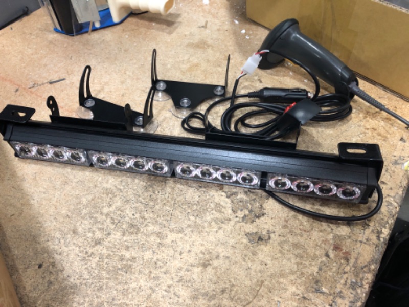 Photo 2 of 16.8 inch Emergency Flashing LED Traffic Advisor Strobe Light Bar 32LED 26 Flash Patterns Interior Safety Warning Lights (Amber) (ONE LIGHT BAR ONLY. UNABLE TO TEST)