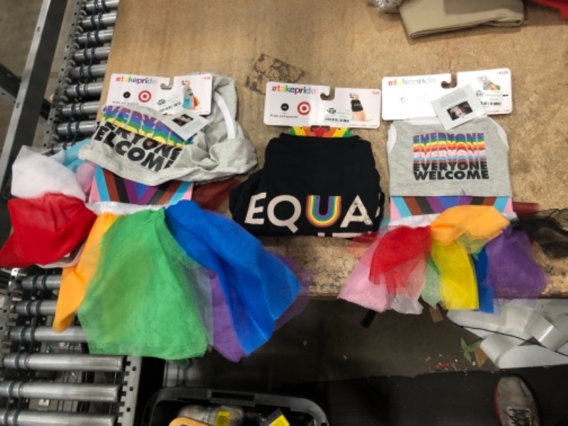 Photo 2 of 3 ITEM BUNDLE) 2 SETS OF Welcome Everyone Pride Dog and Cat Tutu Skirt and Cropped Tank Top (ONE SIZED XS + ONE LARGE) + Equality Dog Cropped Tank Top - Black - L/XL