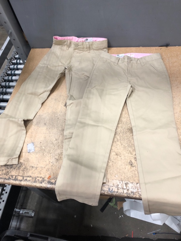 Photo 2 of 2 PAIRS OF Girls' Slim Straight Fit Uniform Chino Pants - Cat & Jack™ Beige  SIZE 8