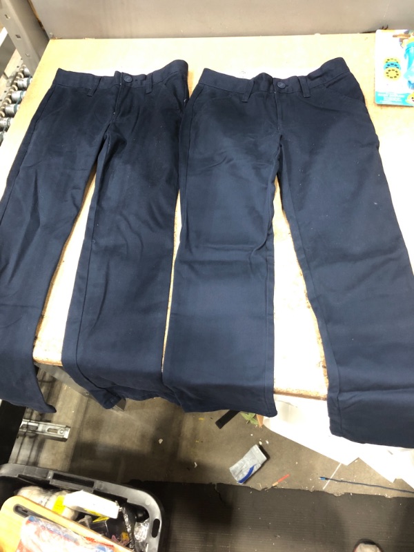 Photo 2 of  2 PAIRS OF Girls' Slim Straight Fit Uniform Chino Pants - Cat & Jack™ Blue SIZE 8