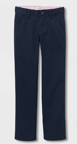 Photo 1 of  2 PAIRS OF Girls' Slim Straight Fit Uniform Chino Pants - Cat & Jack™ Blue SIZE 8